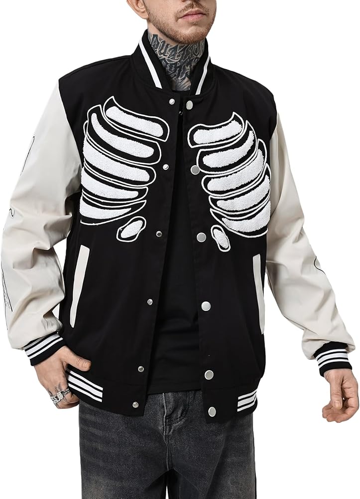 SOLY HUX Men's Varsity Jackets Y2k Baseball Bomber Jacket with